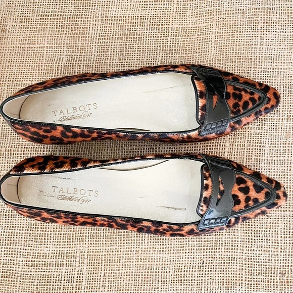 Talbots Leopard Calf Hair Patent Loafers Flats - Picture 7 of 12